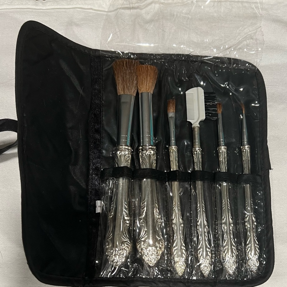Vintage Silver Plated Makeup Brush Set